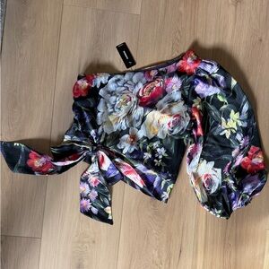 Express Black Multicolor Floral Blouse